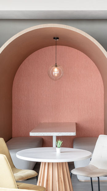 Canteen, VSA, Commercial Interior Design
Vibrant school café designed by MAD Studio showcasing colorful seating, cheerful atmosphere, and bright lighting. Ideal for student gatherings and casual dining. Perfect for innovative café design inspiration and trendy school dining ideas.