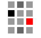 Succession de carrés noirs, gris et rouges