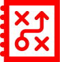 Two red Xes in either corner with an O winding through them following an arrow