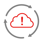 Icône ThreatSync : flèches grises formant un cercle autour d'une image de nuage rouge renfermant un point d'exclamation rouge